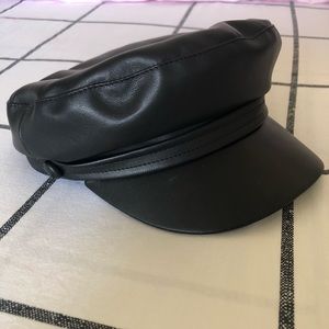 Faux Leather Cabbie Hat